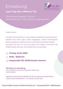 Einladung Tag der offenen Tür Frauenberatungsstelle